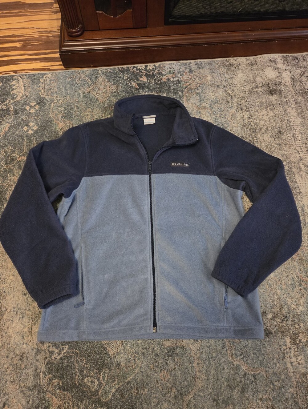 Columbia Fleece Jacket Mens L Blue Two Tone Steens Mountain Full Zip Outdoor